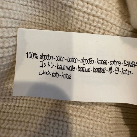 ZARA Men's Rib Knit Raglan Sweater Cream Crew Neck Size Medium - Picture 5 of 9